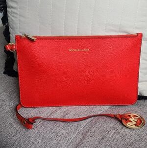 Michael Kors Red Leather Clutch